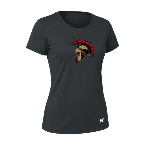 Baseball Majors–Andrix Vision Women's Performance Short-Sleeve Tee – Spartan Helmet – Black – front mockup