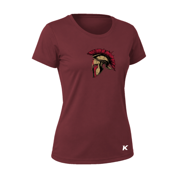 Baseball Majors–Andrix Vision Women's Performance Short-Sleeve Tee – Spartan Helmet – Cardinal – front mockup
