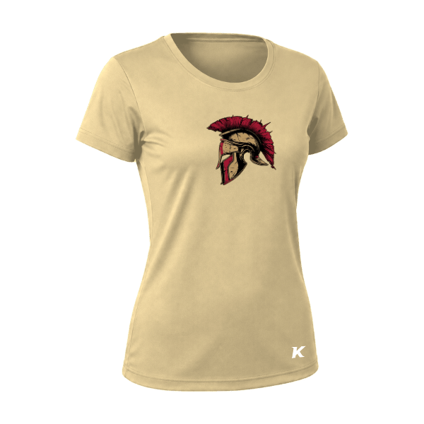 Baseball Majors–Andrix Vision Women's Performance Short-Sleeve Tee – Spartan Helmet – Vegas Gold – front mockup