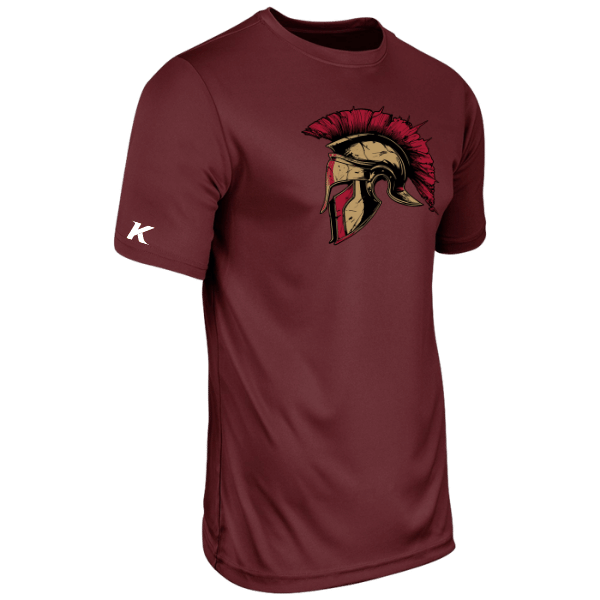 Baseball Majors–Andrix Youth Vision Performance Short-Sleeve Tee – Spartan Helmet – Cardinal – front mockup