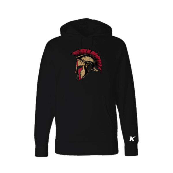 Baseball Majors–Andrix Unisex Heavyweight Hooded Sweatshirt – Spartan Helmet – Black – front mockup