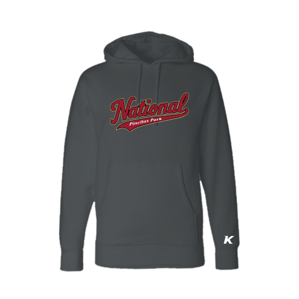 Baseball Majors–Andrix Unisex Heavyweight Hooded Sweatshirt – National Script – Asphalt – front mockup