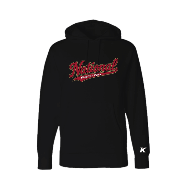 Baseball Majors–Andrix Unisex Heavyweight Hooded Sweatshirt – National Script – Black – front mockup