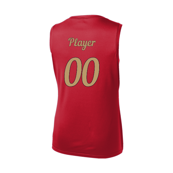 Baseball Majors–Andrix Women's Sleeveless PosiCharge Competitor V-Neck Tee – Spartan Helmet – True Red – back mockup