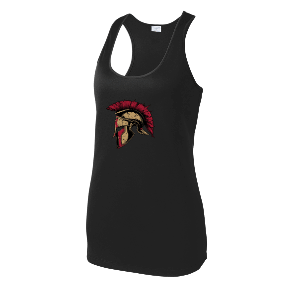 Baseball Majors–Andrix Women's PosiCharge Competitor Racerback Tank – Spartan Helmet – Black – front mockup
