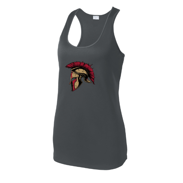 Baseball Majors–Andrix Women's PosiCharge Competitor Racerback Tank – Spartan Helmet – Iron Gray – front mockup