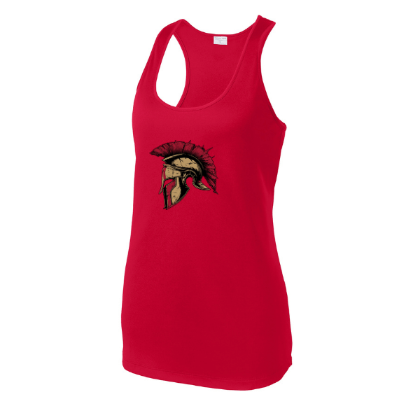 Baseball Majors–Andrix Women's PosiCharge Competitor Racerback Tank – Spartan Helmet – True Red – front mockup