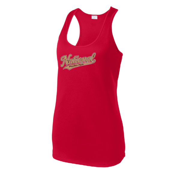Baseball Majors–Andrix Women's PosiCharge Competitor Racerback Tank – National Script – True Red – front mockup