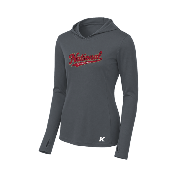 Baseball Majors–Andrix Women's PosiCharge Competitor Hooded Pullover – National Script – Iron Gray – front mockup