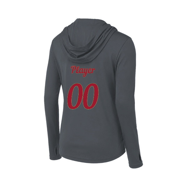 Baseball Majors–Andrix Women's PosiCharge Competitor Hooded Pullover – National Script – Iron Gray – back mockup