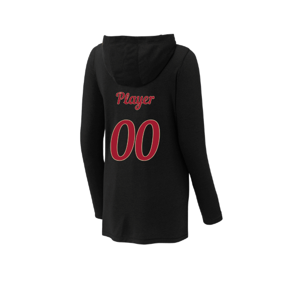 Baseball Majors–Andrix Women's PosiCharge Tri-Blend Wicking Long-Sleeve Hoodie – Spartan Helmet – Black – back mockup
