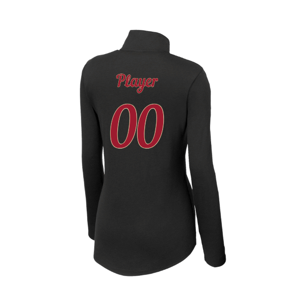 Baseball Majors–Andrix Women's PosiCharge Tri-Blend Wicking 1/4-Zip Pullover – Black Triad Solid – back mockup