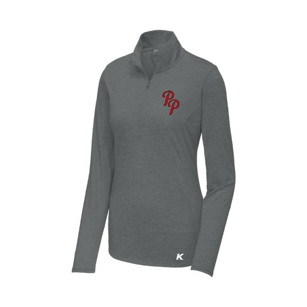 Baseball Majors–Andrix Women's PosiCharge Tri-Blend Wicking 1/4-Zip Pullover – Dark Gray Heather – front mockup
