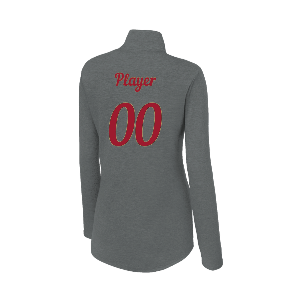 Baseball Majors–Andrix Women's PosiCharge Tri-Blend Wicking 1/4-Zip Pullover – Dark Gray Heather – back mockup