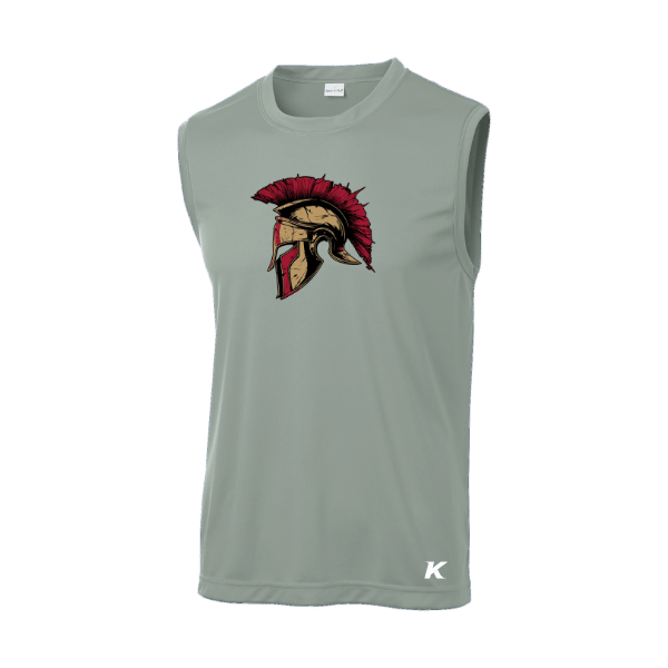 Baseball Majors–Andrix Sleeveless PosiCharge Competitor Tee – Spartan Helmet – Silver – front mockup