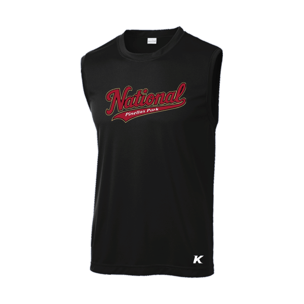Baseball Majors–Andrix Sleeveless PosiCharge Competitor Tee – National Script – Black – front mockup