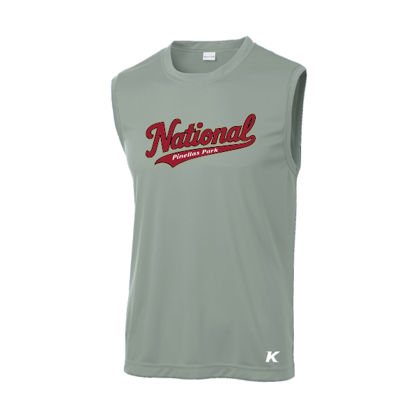 Baseball Majors–Andrix Sleeveless PosiCharge Competitor Tee – National Script – Silver – front mockup