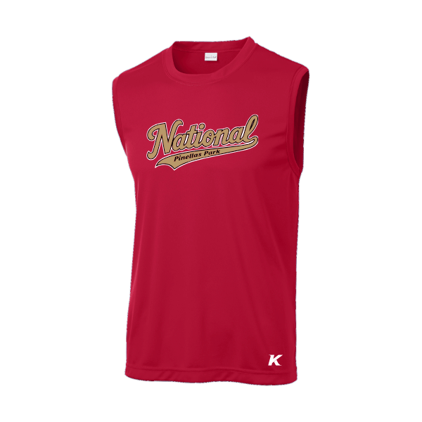 Baseball Majors–Andrix Sleeveless PosiCharge Competitor Tee – National Script – True Red – front mockup
