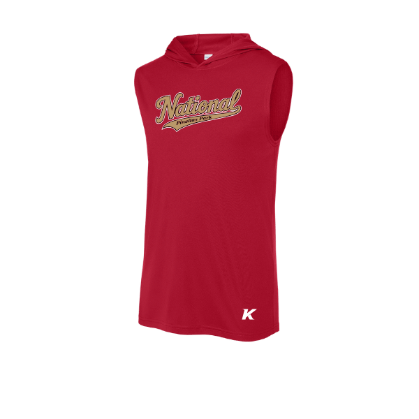 Baseball Majors–Andrix PosiCharge Competitor Sleeveless Hoodie – National Script – True Red – front mockup