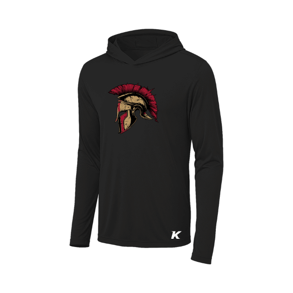 Baseball Majors–Andrix Posi-UV Pro Long-Sleeve Hoodie – Spartan Helmet – Black – front mockup