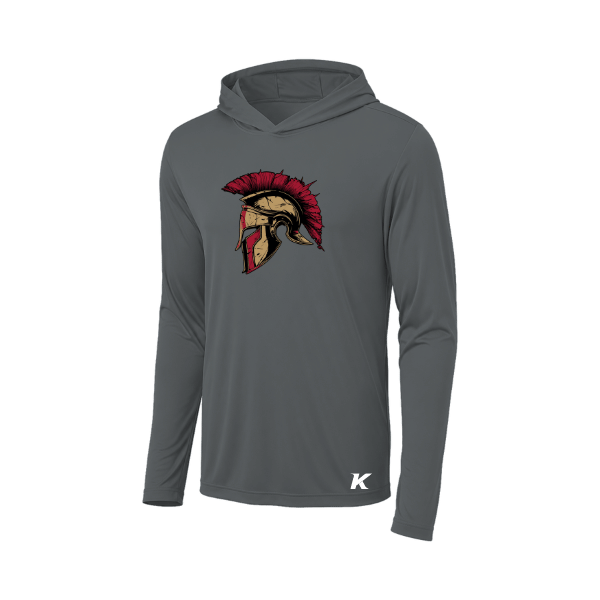 Baseball Majors–Andrix Posi-UV Pro Long-Sleeve Hoodie – Spartan Helmet – Dark Smoke Gray – front mockup