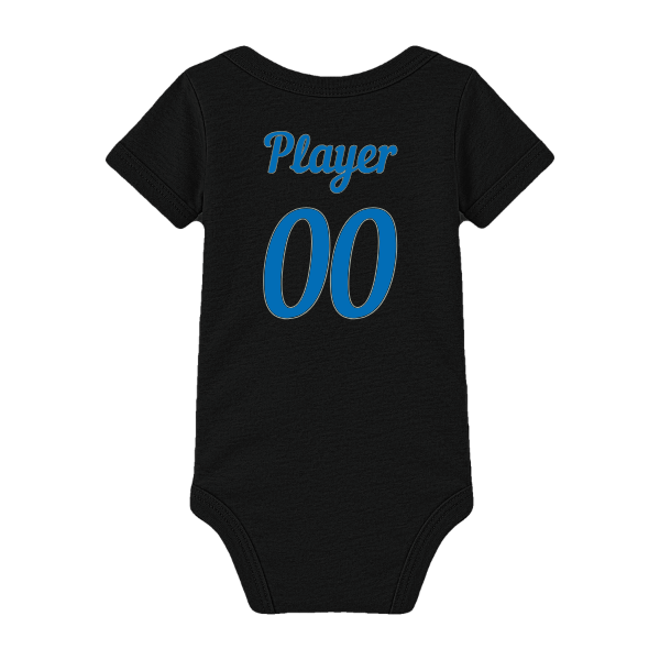 Baseball Majors–Taulbee Infant Jersey One Piece – Black – back mockup