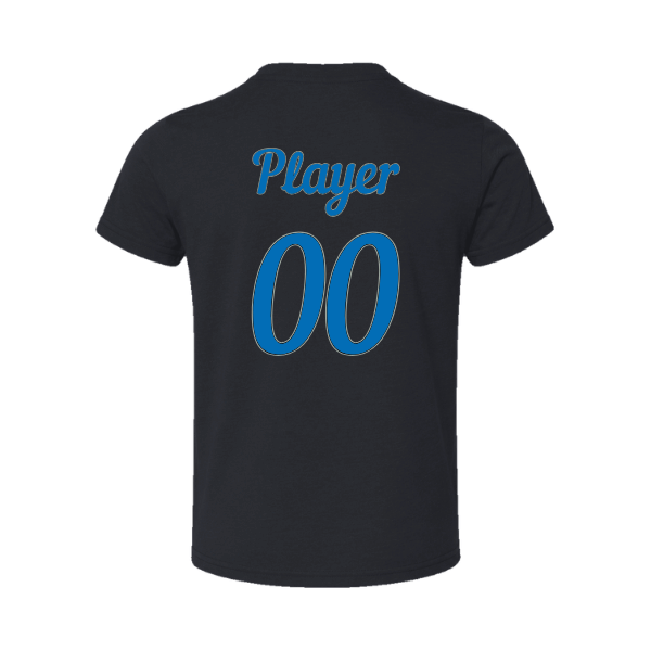 Baseball Majors–Taulbee Toddler Jersey Short-Sleeve Tee – Solid Black Blend – back mockup