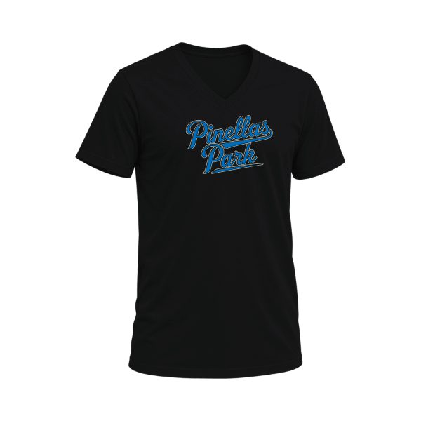 Baseball Majors–Taulbee Unisex Jersey V-Neck Tee – Black – front mockup