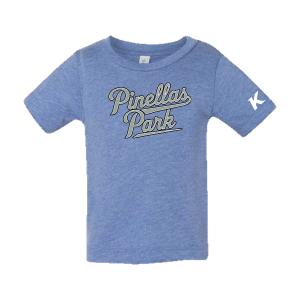 Baseball Majors–Taulbee Infant Triblend Short-Sleeve Tee – Blue Triblend – front mockup