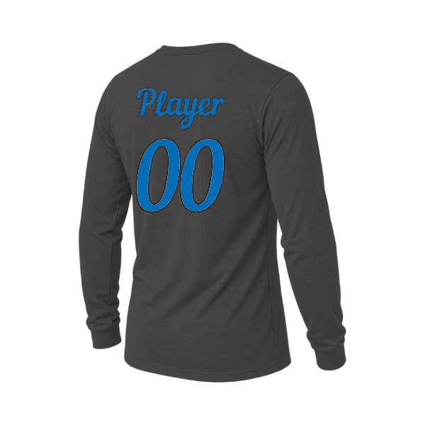 Baseball Majors–Taulbee Unisex Triblend Long-Sleeve Tee – Solid Dark Gray Triblend – back mockup