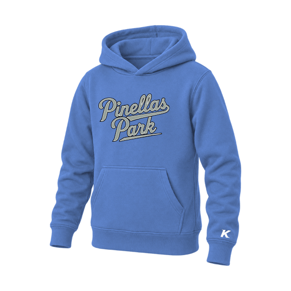 Baseball Majors–Taulbee Youth Sponge Fleece Pullover Hoodie – Heather True Royal – front mockup