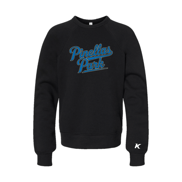 Baseball Majors–Taulbee Youth Sponge Fleece Crewneck Sweatshirt – Black – front mockup