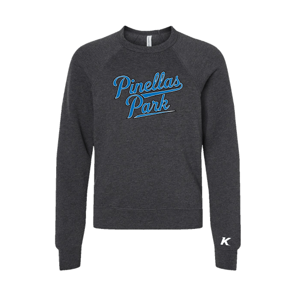Baseball Majors–Taulbee Youth Sponge Fleece Crewneck Sweatshirt – Dark Gray Heather – front mockup