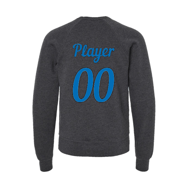 Baseball Majors–Taulbee Youth Sponge Fleece Crewneck Sweatshirt – Dark Gray Heather – back mockup