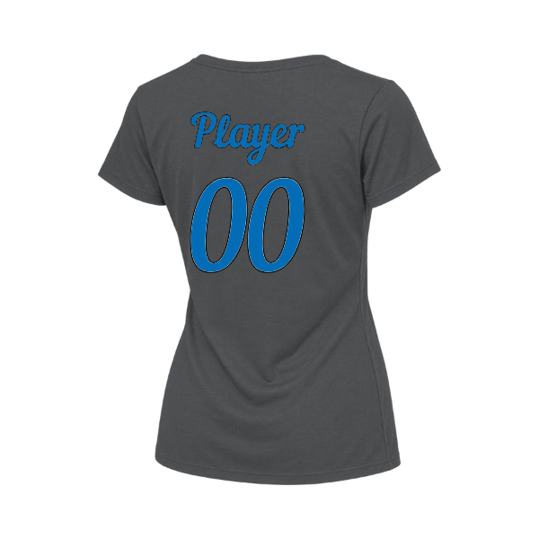 Baseball Majors–Taulbee Women's Relaxed Jersey V-Neck Tee – Asphalt – back mockup