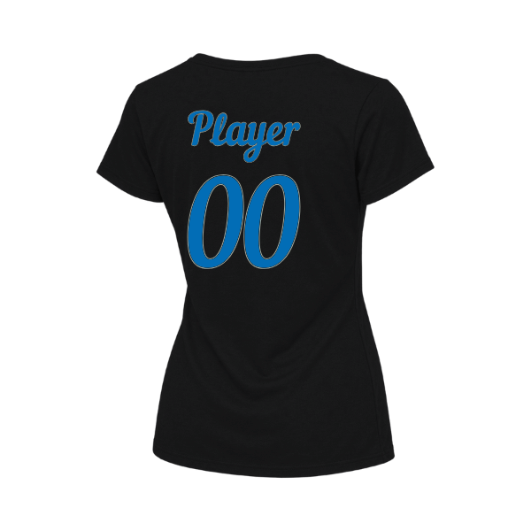 Baseball Majors–Taulbee Women's Relaxed Jersey V-Neck Tee – Black – back mockup