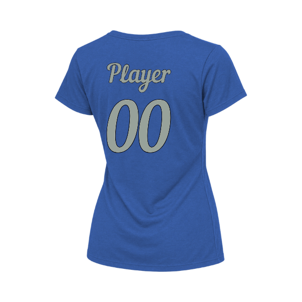 Baseball Majors–Taulbee Women's Relaxed Jersey V-Neck Tee – True Royal – back mockup