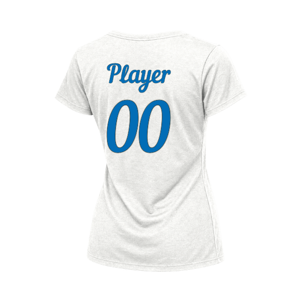 Baseball Majors–Taulbee Women's Relaxed Jersey V-Neck Tee – White – back mockup