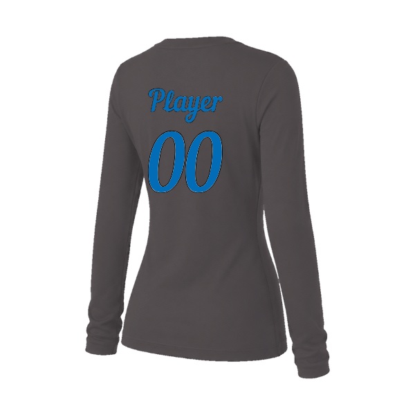Baseball Majors–Taulbee Women's Jersey Long-Sleeve Tee – Dark Gray Heather – back mockup