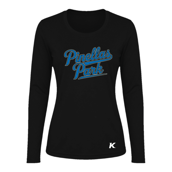 Baseball Majors–Taulbee Vision Women's Performance Long-Sleeve Tee – Black – front mockup