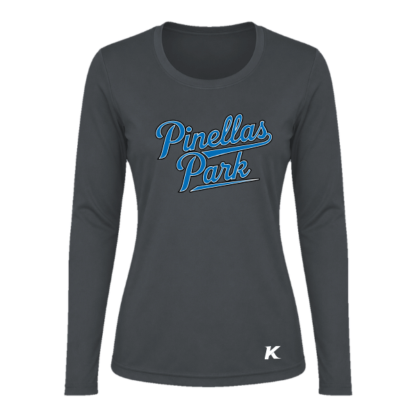 Baseball Majors–Taulbee Vision Women's Performance Long-Sleeve Tee – Charcoal – front mockup