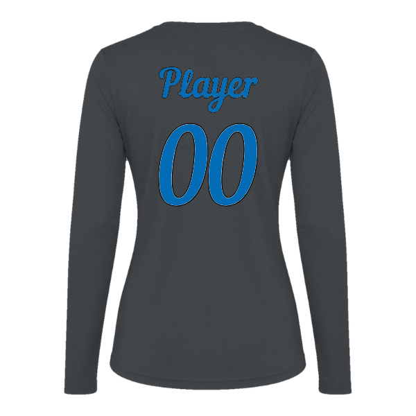Baseball Majors–Taulbee Vision Women's Performance Long-Sleeve Tee – Charcoal – back mockup