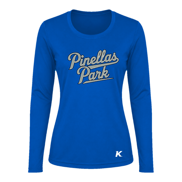 Baseball Majors–Taulbee Vision Women's Performance Long-Sleeve Tee – Royal – front mockup