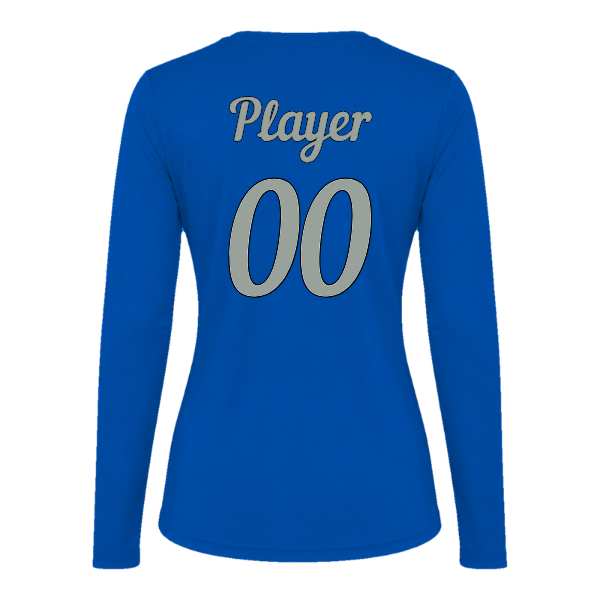 Baseball Majors–Taulbee Vision Women's Performance Long-Sleeve Tee – Royal – back mockup