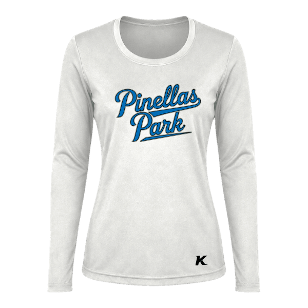 Baseball Majors–Taulbee Vision Women's Performance Long-Sleeve Tee – White – front mockup