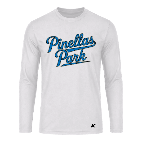 Baseball Majors–Taulbee Youth Vision Performance Long-Sleeve Tee – White – front mockup