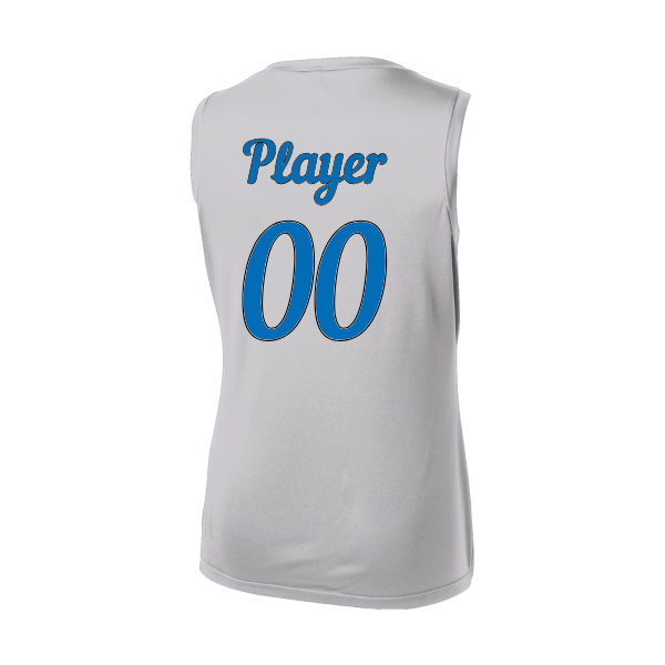 Baseball Majors–Taulbee Women's Sleeveless PosiCharge Competitor V-Neck Tee – Silver – back mockup