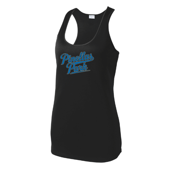 Baseball Majors–Taulbee Women's PosiCharge Competitor Racerback Tank – Black – front mockup
