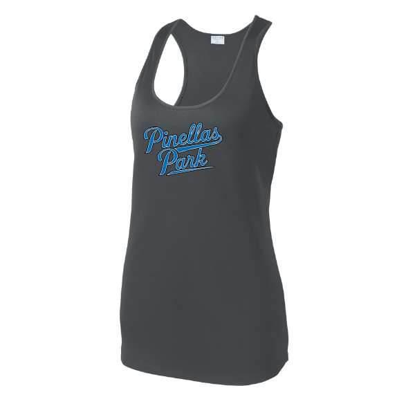 Baseball Majors–Taulbee Women's PosiCharge Competitor Racerback Tank – Iron Gray – front mockup