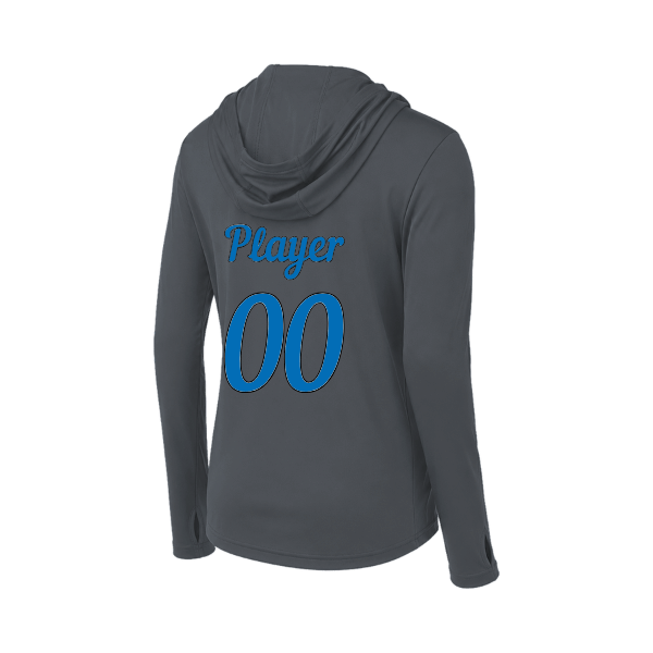 Baseball Majors–Taulbee Women's PosiCharge Competitor Hooded Pullover – Iron Gray – back mockup